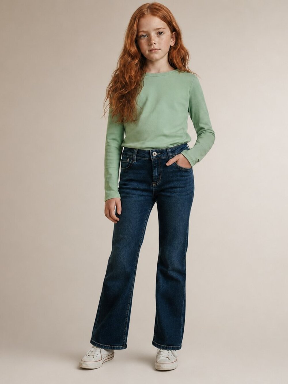 Request bootcut embroidered jeans